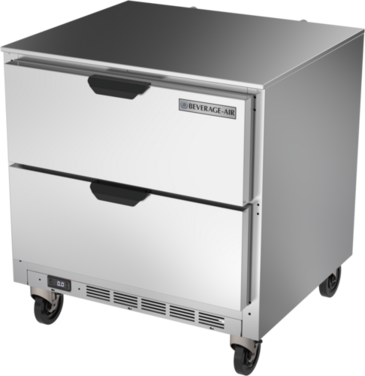 Beverage Air UCFD32AHC-2 32'' 1 Section Undercounter Freezer with Solid 2 Drawers and Side / Rear Breathing Compressor