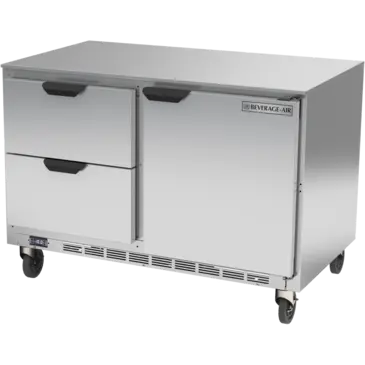 Beverage Air UCFD48AHC-2 48'' 2 Section Undercounter Freezer with 1 Right Hinged Solid Door 2 Drawers and Front Breathing Compressor