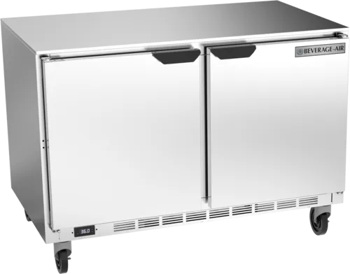 Beverage Air UCR48AHC 48'' 2 Section Undercounter Refrigerator with 2 Left/Right Hinged Solid Doors and Side / Rear Breathing Compressor
