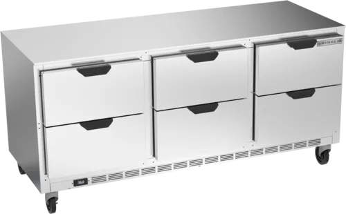 Beverage Air UCRD72AHC-6 72'' 3 Section Undercounter Refrigerator with 6 Drawers and Front Breathing Compressor