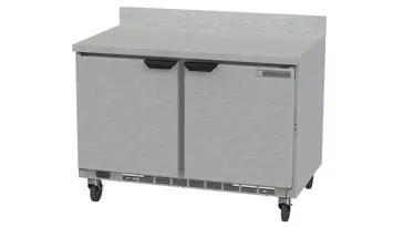 Beverage Air WTF48AHC-FIP 48'' 2 Door Counter Height Worktop Freezer with Side / Rear Breathing Compressor - 11.04 cu. ft.