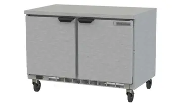 Beverage Air WTF48AHC-FLT 48'' 2 Door Counter Height Worktop Freezer with Side / Rear Breathing Compressor - 13.9 cu. ft.