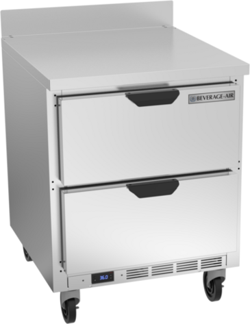 Beverage Air WTFD27AHC-2 27'' 2 Drawer Counter Height Worktop Freezer with Side / Rear Breathing Compressor - 6.13 cu. ft.