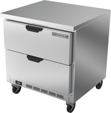 Beverage Air WTFD32AHC-2-FLT 32'' 2 Drawer Low Profile Worktop Freezer with Side / Rear Breathing Compressor - 7.2 cu. ft.