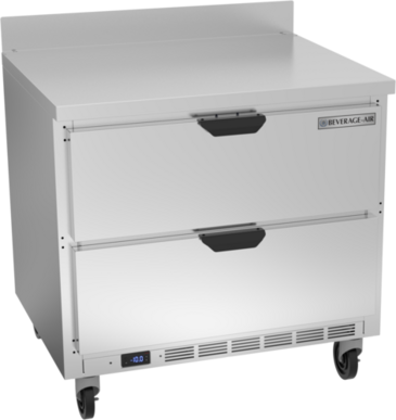 Beverage Air WTFD36AHC-2 36'' 2 Drawer Counter Height Worktop Freezer with Side / Rear Breathing Compressor - 8.5 cu. ft.