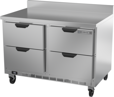 Beverage Air WTFD48AHC-4-FIP 48'' 4 Drawer Counter Height Worktop Freezer with Side / Rear Breathing Compressor - 13.9 cu. ft.