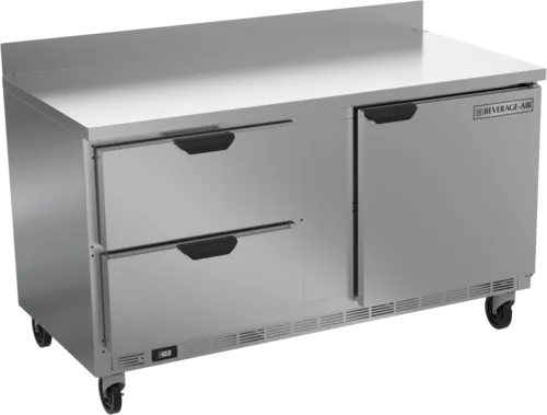 Beverage Air WTFD60AHC-2 60'' 1 Door 2 Drawer Counter Height Worktop Freezer with Side / Rear Breathing Compressor - 17.1 cu. ft.