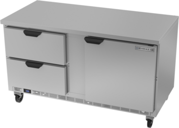 Beverage Air WTFD60AHC-2-FLT 60'' 1 Door 2 Drawer Counter Height Worktop Freezer with Side / Rear Breathing Compressor - 17.1 cu. ft.