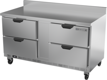 Beverage Air WTFD60AHC-4-FIP 60'' 4 Drawer Counter Height Worktop Freezer with Side / Rear Breathing Compressor - 17.1 cu. ft.
