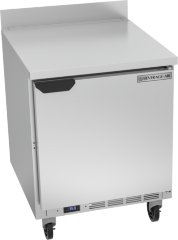 Beverage Air WTR27AHC 27'' 1 Door Counter Height Worktop Refrigerator with Side / Rear Breathing Compressor - 6.13 cu. ft.
