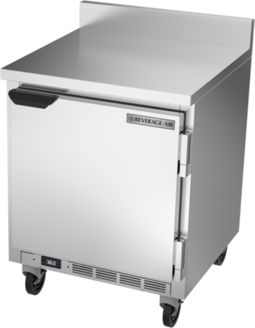 Beverage Air WTR27HC-FIP 27'' 1 Door Counter Height Worktop Refrigerator with Side / Rear Breathing Compressor - 5.25 cu. ft.