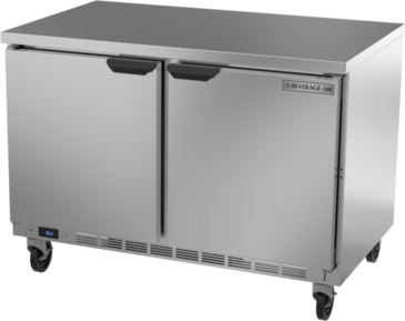 Beverage Air WTR48AHC-FLT 48'' 2 Door Counter Height Worktop Refrigerator with Side / Rear Breathing Compressor - 13.9 cu. ft.