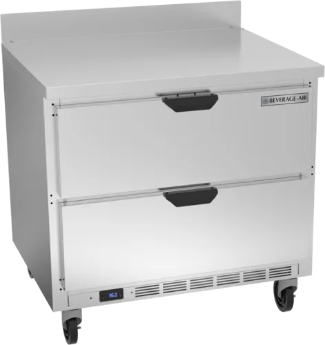Beverage Air WTRD36AHC-2 36'' 2 Drawer Counter Height Worktop Refrigerator with Side / Rear Breathing Compressor - 8.5 cu. ft.