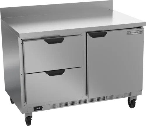 Beverage Air WTRD48AHC-2 48'' 1 Door 2 Drawer Counter Height Worktop Refrigerator with Side / Rear Breathing Compressor - 13.9 cu. ft.