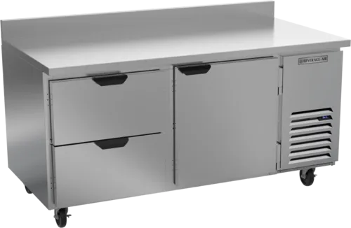 Beverage Air WTRD67AHC-2 67'' 1 Door 2 Drawer Counter Height Worktop Refrigerator with Side / Rear Breathing Compressor - 18.97 cu. ft.