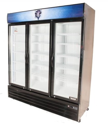 Bison Refrigeration BGM-53 67.3'' Black 3 Section Swing Refrigerated Glass Door Merchandiser