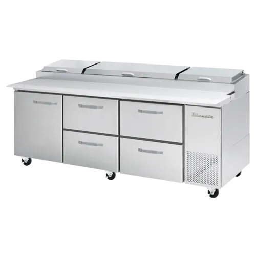 Blue Air BAPP93-D4RM-HC 93.25'' 1 Door 4 Drawer Counter Height Refrigerated Pizza Prep Table