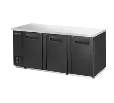 Blue Air BBB90-4S-HC Black 3 Solid Door Refrigerated Back Bar Storage Cabinet, 115 Volts