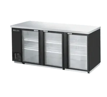 Blue Air BBB90-4SG-HC Black 3 Glass Door Refrigerated Back Bar Storage Cabinet, 115 Volts