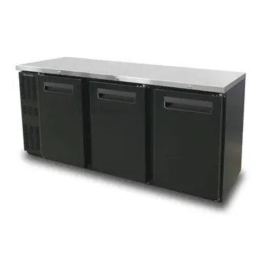 Blue Air BNB-72BT-HC Black 3 Solid Door Refrigerated Back Bar Storage Cabinet, 115 Volts