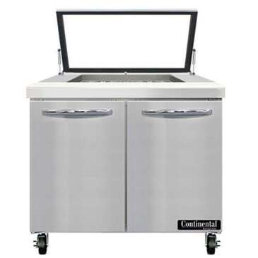 Continental Refrigerator SW36N12M-HGL Mighty Top Sandwich Unit with Hinged Glass Lid
