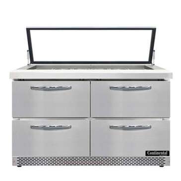 Continental Refrigerator SW48N18M-HGL-FB-D Mighty Top Sandwich Unit with Hinged Glass Lid