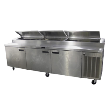 Delfield 186114PTBMP 114'' 3 Door Counter Height Refrigerated Pizza Prep Table