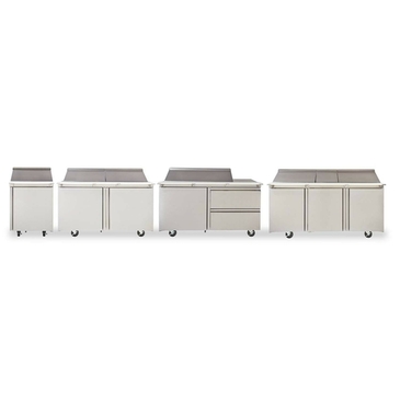 Delfield 4464NP-16 64.13'' 2 Door Counter Height Refrigerated Sandwich / Salad Prep Table with Standard Top