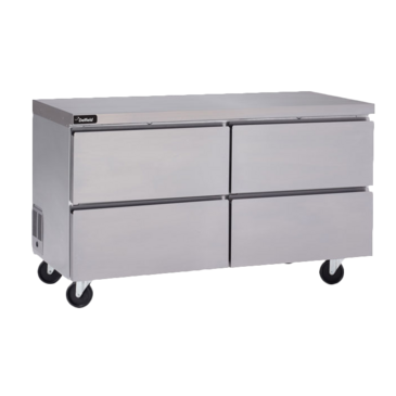 Delfield GUF60P-D 60'' 2 Section Undercounter Freezer with Solid 4 Drawers and Side / Rear Breathing Compressor