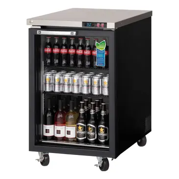 Everest Refrigeration EBB23G Black 1 Glass Door Refrigerated Back Bar Storage Cabinet, 115 Volts