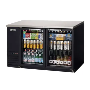 Everest Refrigeration EBB59G Black 2 Glass Door Refrigerated Back Bar Storage Cabinet, 115 Volts