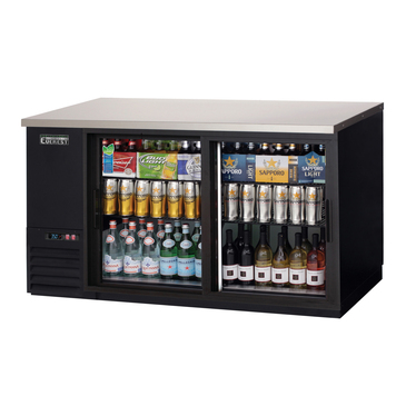 Everest Refrigeration EBB69G-SD Black 2 Glass Door Refrigerated Back Bar Storage Cabinet, 115 Volts