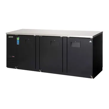 Everest Refrigeration EBB90 Black 3 Solid Door Refrigerated Back Bar Storage Cabinet, 115 Volts