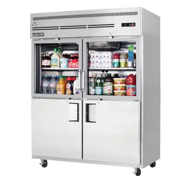 Everest Refrigeration EGSWH4 59'' 55 cu. ft. Top Mounted 2 Section Glass/Solid Half Door Reach-In Refrigerator
