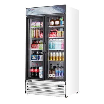 Everest Refrigeration EMSGR33 39.38'' White 2 Section Swing Refrigerated Glass Door Merchandiser