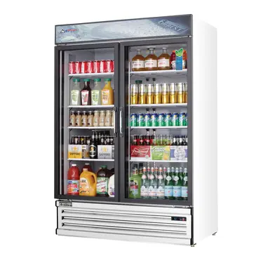 Everest Refrigeration EMSGR48 53.13'' White 2 Section Swing Refrigerated Glass Door Merchandiser