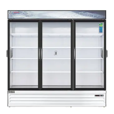 Everest Refrigeration EMSGR69C 72.88'' White 3 Section Swing Refrigerated Glass Door Merchandiser