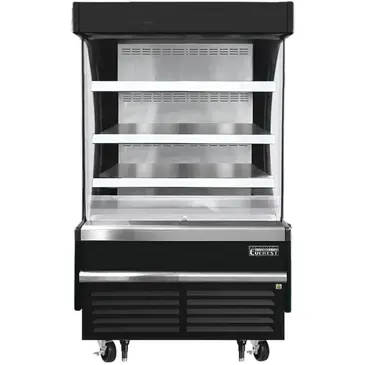 Everest Refrigeration EOMV-36-B-28-S 37.25'' Black Vertical Air Curtain Open Display Merchandiser with 3 Shelves