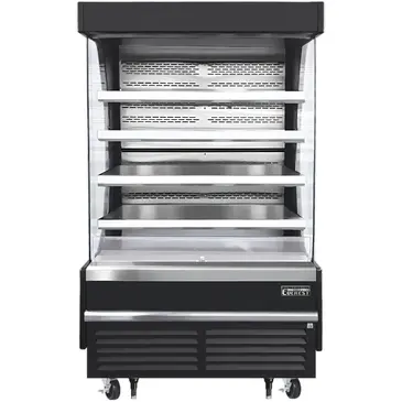 Everest Refrigeration EOMV-48-B-28-T 48.00'' Black Vertical Air Curtain Open Display Merchandiser with 4 Shelves