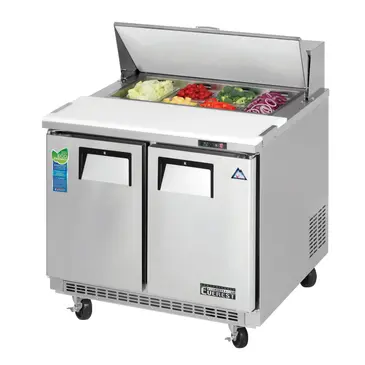 Everest Refrigeration EPBNSR2 35.63'' 2 Door Counter Height Refrigerated Sandwich / Salad Prep Table with Standard Top