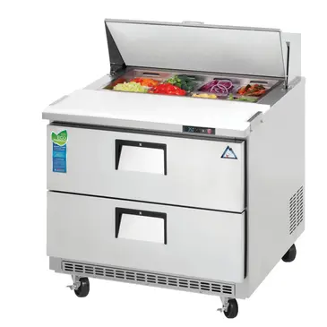 Everest Refrigeration EPBNSR2-D2 35.63'' 2 Drawer Counter Height Refrigerated Sandwich / Salad Prep Table with Standard Top
