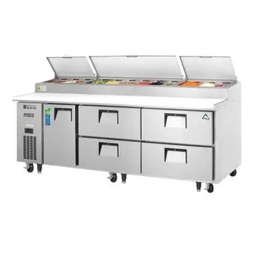 Everest Refrigeration EPPR3-D4 93.13'' 1 Door 4 Drawer Counter Height Refrigerated Pizza Prep Table