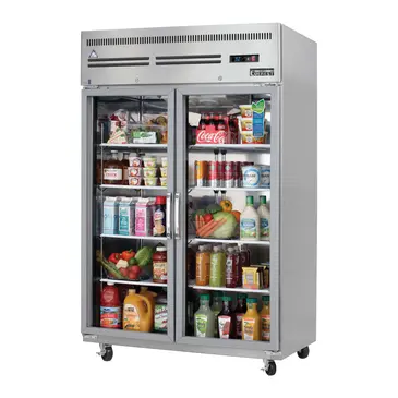 Everest Refrigeration ESGR2 49.63'' 48 cu. ft. Top Mounted 2 Section Glass Door Reach-In Refrigerator