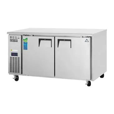 Everest Refrigeration ETWR2 59.25'' 2 Section Undercounter Refrigerator with 2 Left/Right Hinged Solid Doors and Side / Rear Breathing Compressor