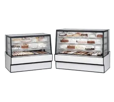 Federal Industries SGR7742 77'' Slanted Glass Silver Refrigerated Bakery Display Case with 2 Shelves