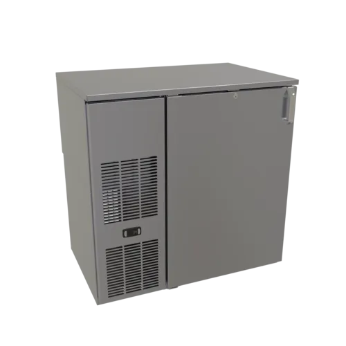 Glastender C1FB36 Silver 1 Solid Door Refrigerated Back Bar Storage Cabinet, 120 Volts