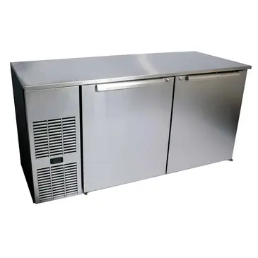 Glastender C1FL108 Silver 2 Solid Door Refrigerated Back Bar Storage Cabinet, 120 Volts