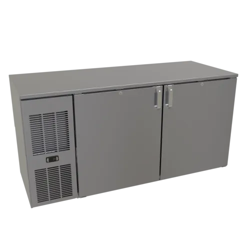 Glastender C1FL60 Silver 2 Solid Door Refrigerated Back Bar Storage Cabinet, 120 Volts