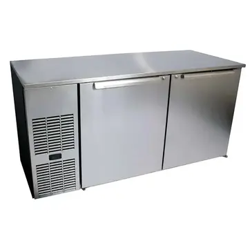 Glastender C1FL84 Silver 2 Solid Door Refrigerated Back Bar Storage Cabinet, 120 Volts