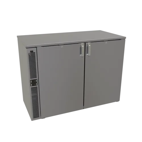 Glastender C2SB48 Silver 2 Glass Door Refrigerated Back Bar Storage Cabinet, 120 Volts